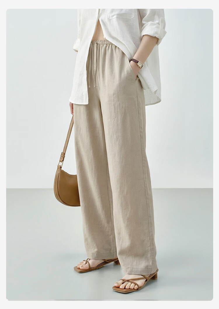 JD Jingzao 100% Linen Vintage Style Casual Pants for Women 2026 Spring Slim Fit Linen Color S 14