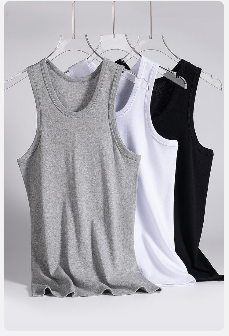 Yiershuang Vest [100% Cotton] Men's High Elasticity Summer Thin Sleeveless Casual Sports Sweat-Absorbing Breathable Base Shirt 12