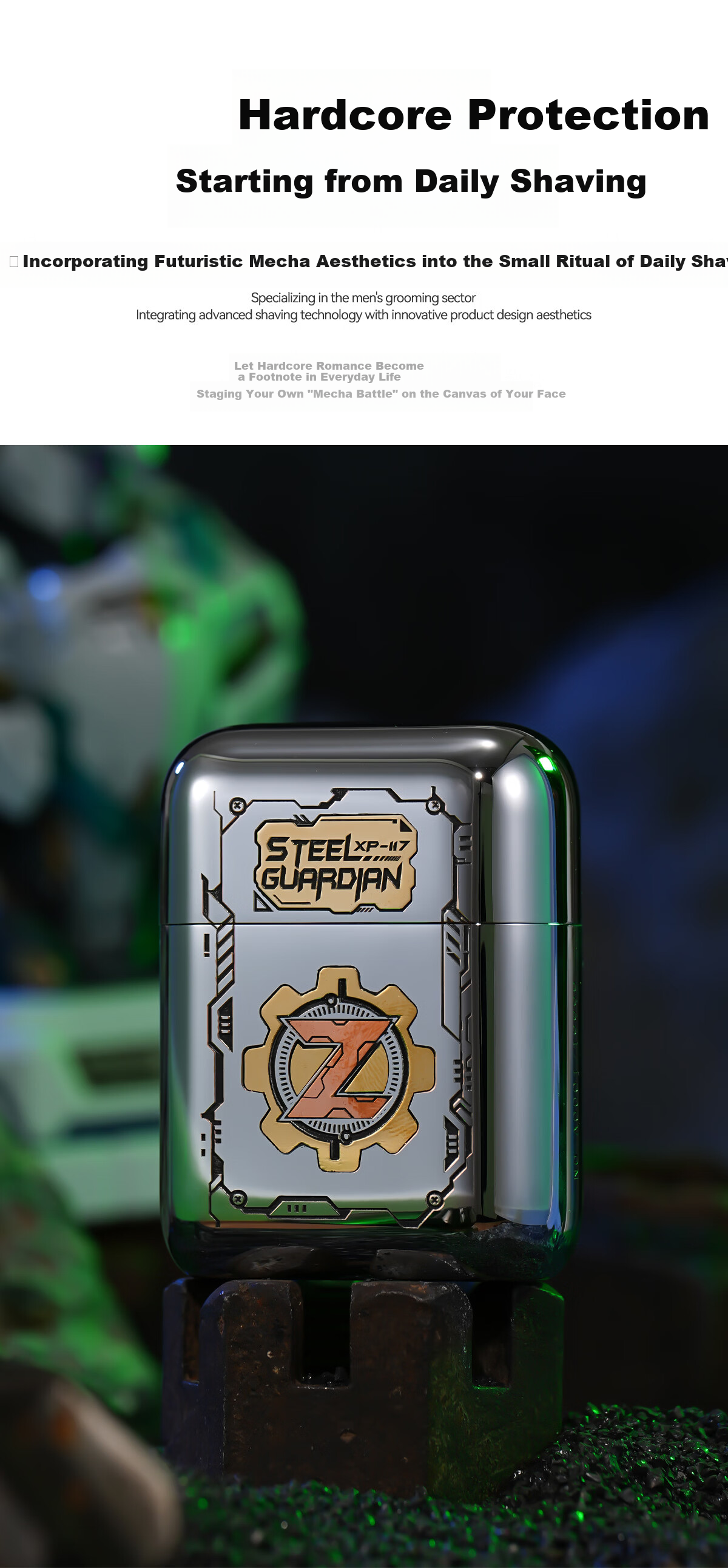 ZIPPO Shaver White Ice Mecha Origin Heart Gift Box Mini Portable Travel Car Electric Washable Men's Razor Gift for Boyfriend Husband Brother Birthday Anniversary 6