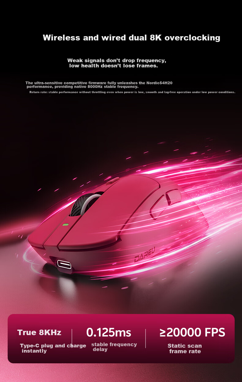 DAREU AE7 Lightweight Wireless Mouse Flagship Magnetic Wireless Charging Gaming Office Mouse Tri-Mode Connection Asymmetric Right-Handed Minimalist Ergonomic 4