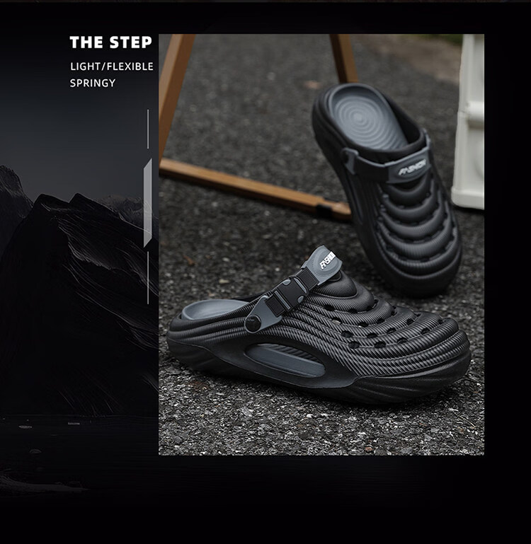 Genmai Men's Summer Outdoor Breathable Anti-Slip Thick-Soled Closed-Toe Clogs Black Size 40-41 10