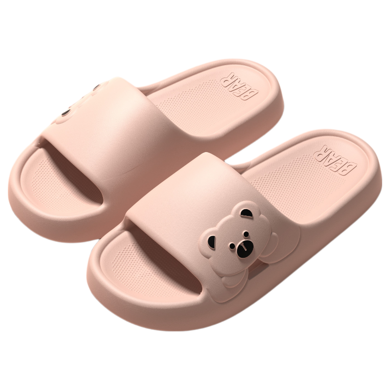 Qiumuxi Women's Thick-Soled Slippers Non-Slip Silent Indoor Soft Sole Bathroom Home Slippers Peach Pink Size 40-41