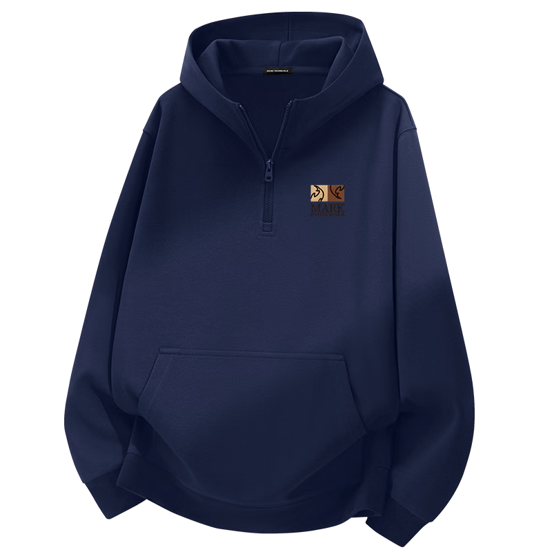 Mark Fairwhale Men's Hoodie Autumn Winter 2025 New Half-Zip American Style Loose Casual Pullover Wine Red XL