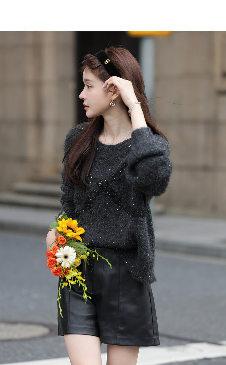 MT Wish Gift Autumn Sweet Style Bowknot Sequin Soft Loose Knit Sweater Women Top 5
