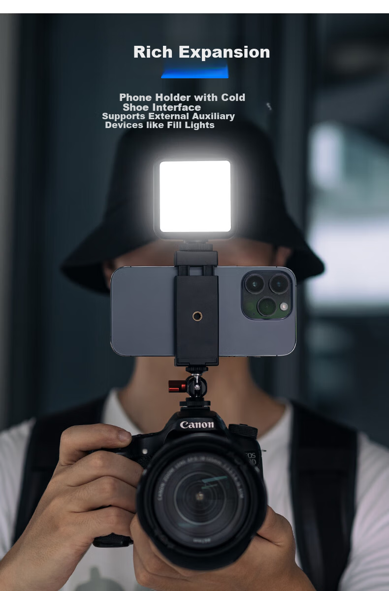 SUREWO Camera and Phone Mount Compatible with Canon Sony Fuji Nikon DSLR Mirrorless Cold Shoe Adapter Photography External Monitor Hot Shoe Phone Clip 9