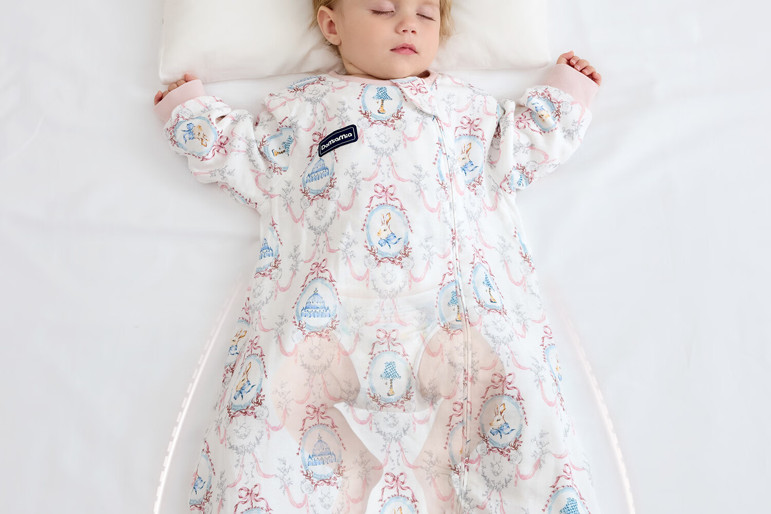 DOMIAMIA Baby Sleeping Bag All-in-One Four Seasons Universal 2-in-1 Anti-Kick Quilt Six-Layer Gauze Velvet Rabbit S 21-25℃ 9