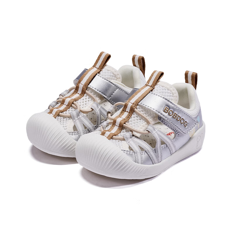 BOBDOG Toddler First Walking Shoes Children's Sandals Infant Summer 2026 New Silver Size 25