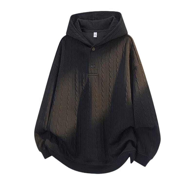 Dingfengbaoluo Men's American Style Hooded Sweatshirt Autumn Winter Vintage Textured Loose Casual Top XHA67 White Flower Gray 2XL