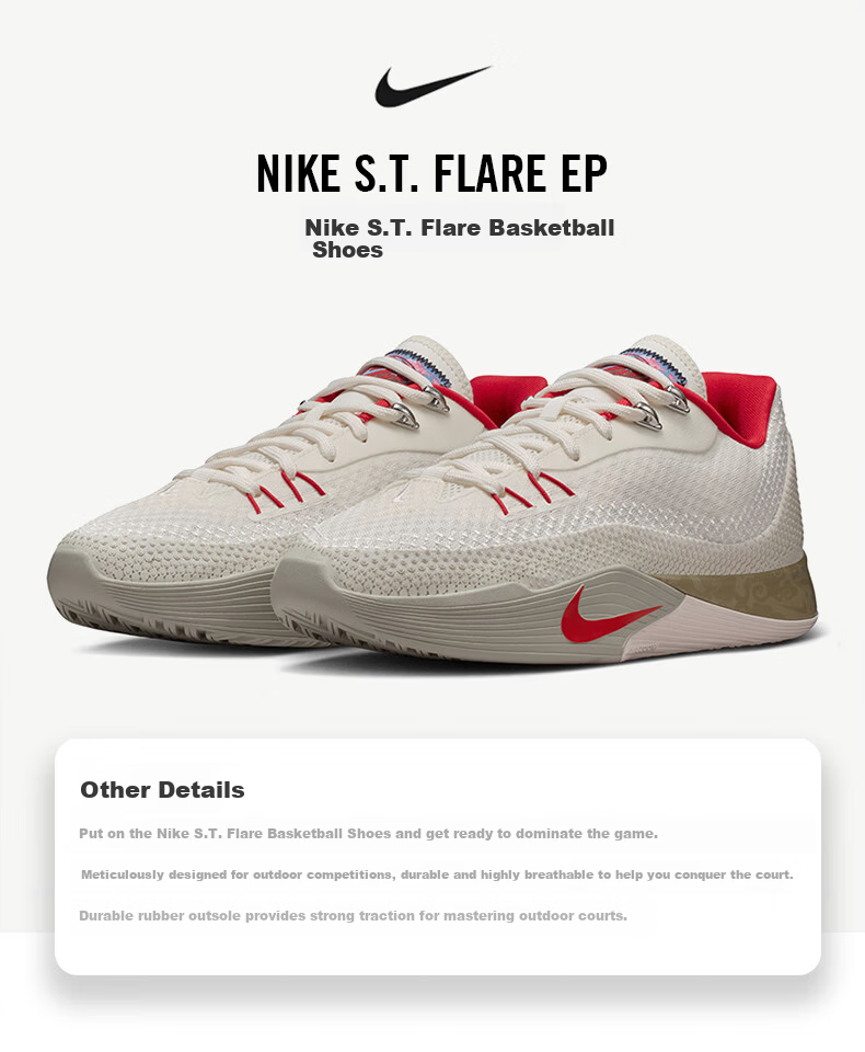NIKE Men's Year of the Horse Limited S.T. FLARE Performance Basketball Shoes IQ1128-162 White Size 44.5 1