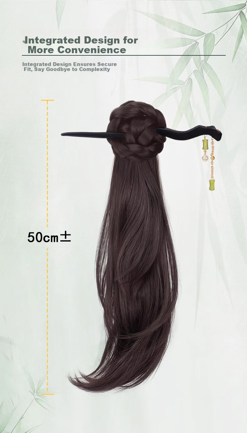 Morning Color New Chinese Style Braided Ponytail Wig for Women Lightweight National Style Ponytail Wig with Hair Clip Ancient Style Hanfu Qipao Braided Side Ponytail 4