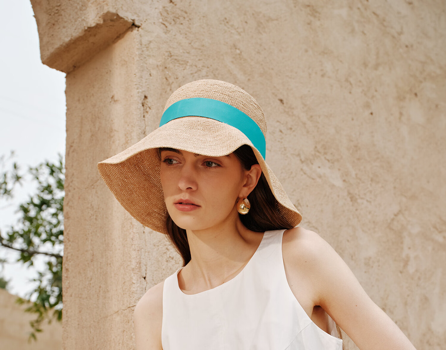 FANCET Women's Raffia Straw Sun Hat Spring Summer Elegant French Bow Outdoor Vacation Beach Hat 24