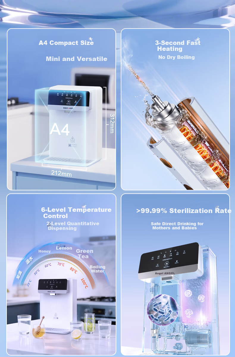 Angel Wall-Mounted Instant Hot Direct Drinking Water Integrated Purifier Companion Full Flow Adapter Ultra-Thin Home Six-Level Temperature Control Quantitative Water Dispensing Y3617BK-G 2