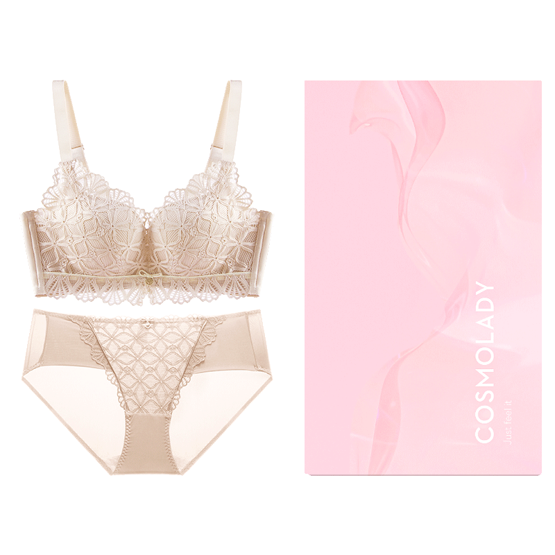 Dushiliren Lace Push-Up New Chinese-Style Bra Set Gift Box, Underwear Panties, Valentine's Day Gift for Girlfriend, 2B22E4