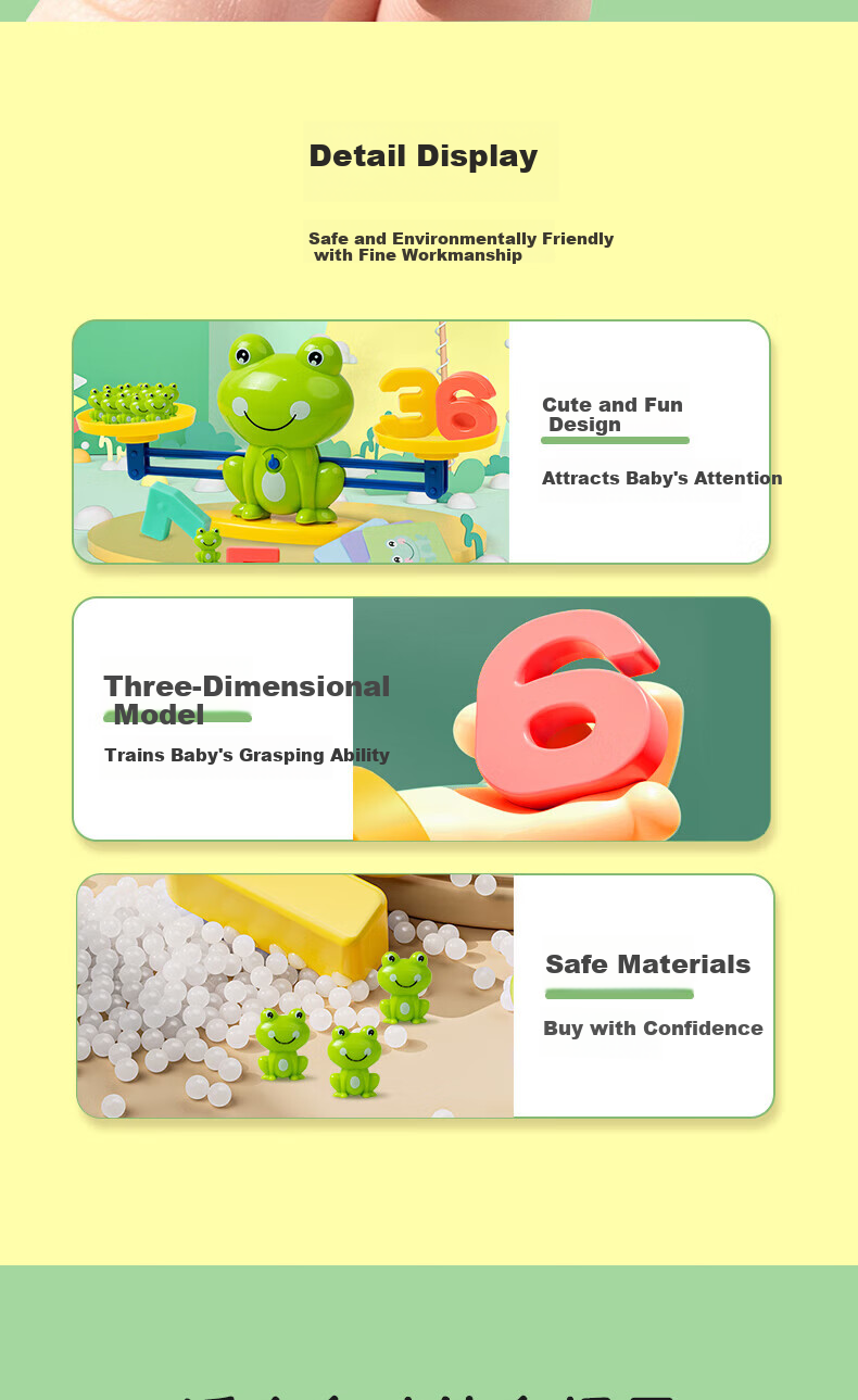Mili Children's Toy Frog Balance Scale Educational Montessori Early Learning Student Number Enlightenment Logic Thinking for Ages 2-6 7