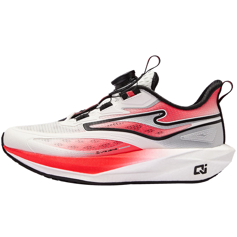 ERKE Kids Unisex Shock Absorption Sports Shoes Lightweight Running Shoes Microcrystalline White/Signal Red Size 41