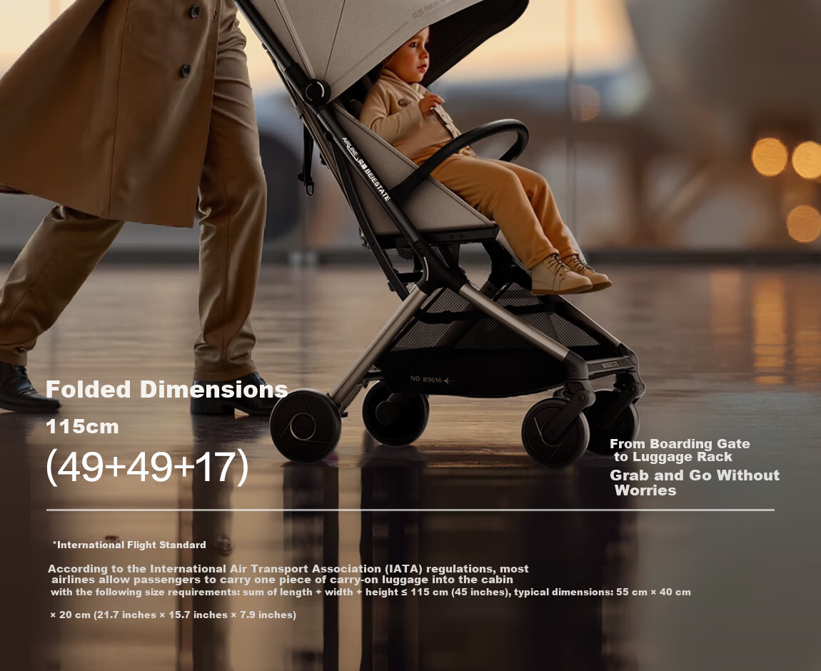 BEIESTATE New Route Baby Stroller Foldable Lightweight Kids Pram Sit and Recline Travel Stroller Mu Bai 9