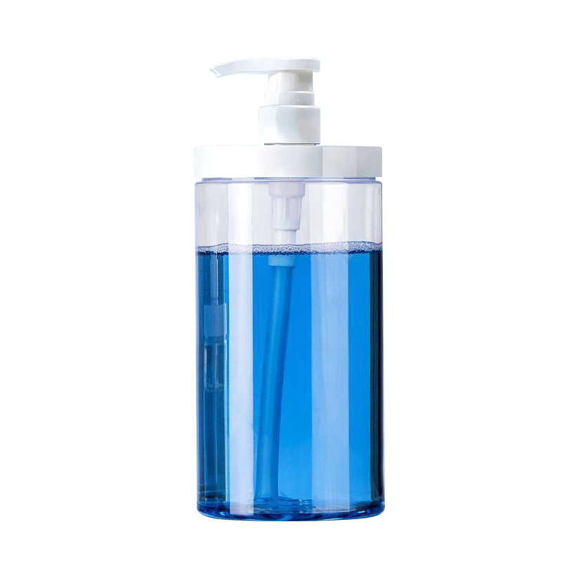UPLUS Large-Mouth Push-Down Dispenser Bottle, 1000ml Capacity, for Laundry Detergent, Shower Gel, Shampoo, Transparent Bottle, Large Capacity Empty Bottle