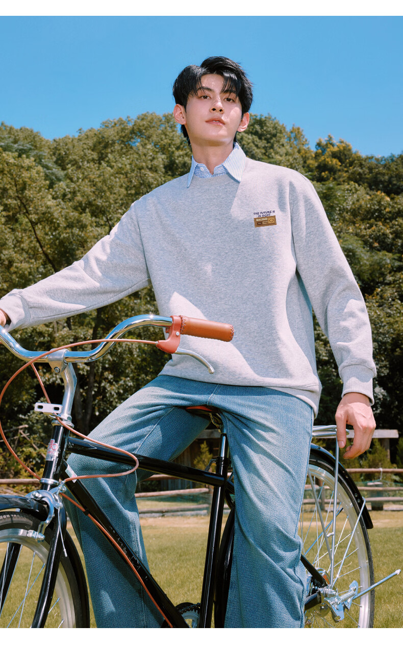 Baleno Men's Sweatshirt Spring and Autumn New American Style Heavyweight Loose Casual Crewneck Long Sleeve Jacket 9