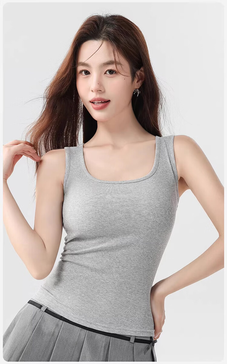 GUJIN 92% Cotton Wide Shoulder Women's Tank Top Camisole No Chest Pad Base Layer Shirt Outerwear Blazer Inner Wear M 16