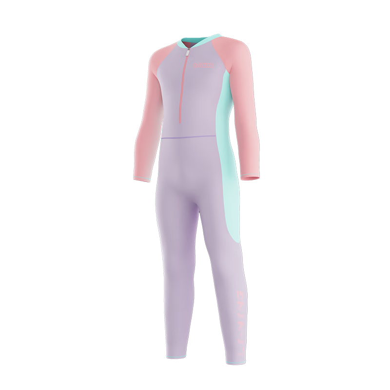 LI-NING Kids Girls Long Sleeve Long Pants Warm Professional One-Piece Surfing Diving Swimming Suit 7191 Purple Size 150