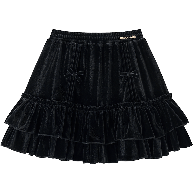 Disney Girls Velvet Cake Skirt Autumn Winter Black 140