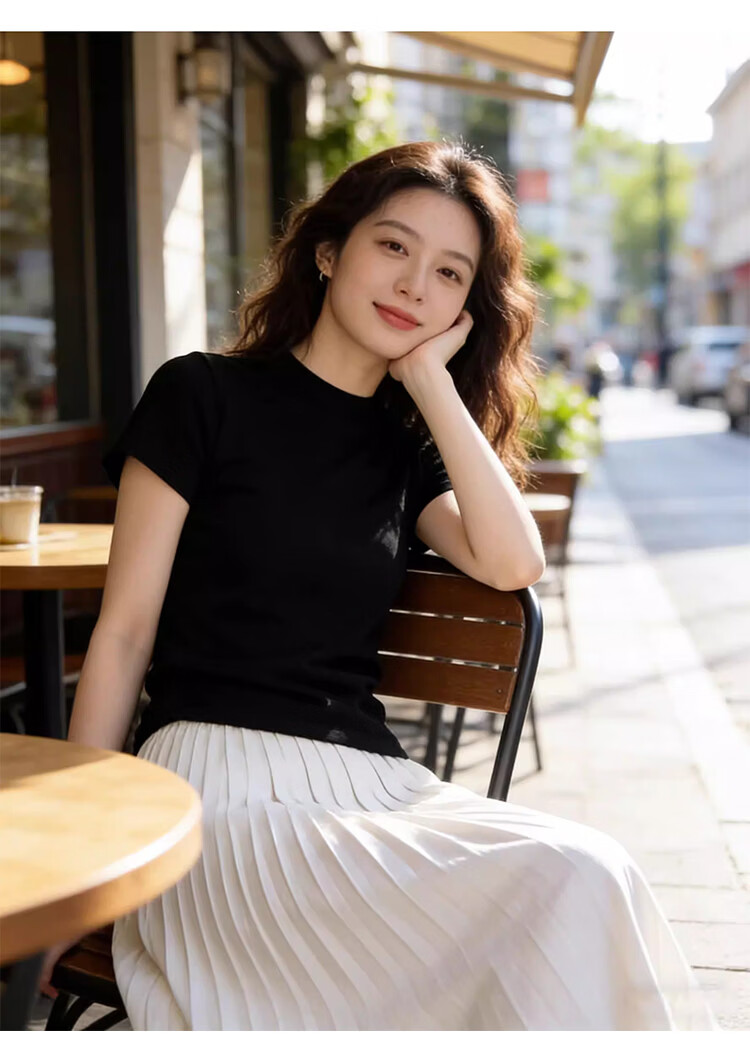 Woodpecker Women's Short Sleeve T-Shirt Spring Summer 2026 New Round Neck Slim Fit Top Ancola Red XL 4