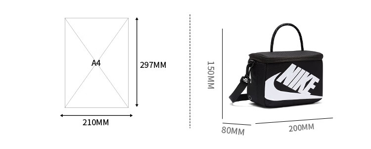NIKE Unisex Shoulder Bag/Crossbody Shoe Box Bag Casual Bag FN3059-010 Black and White One Size 2