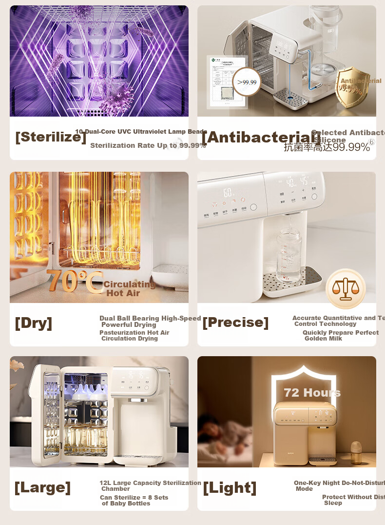SUPOR Baby Bottle Sterilizer and Dryer, Constant Temperature Kettle, Quantitative Milk Preparation Machine, 2-in-1 Feeding Station BW017 6