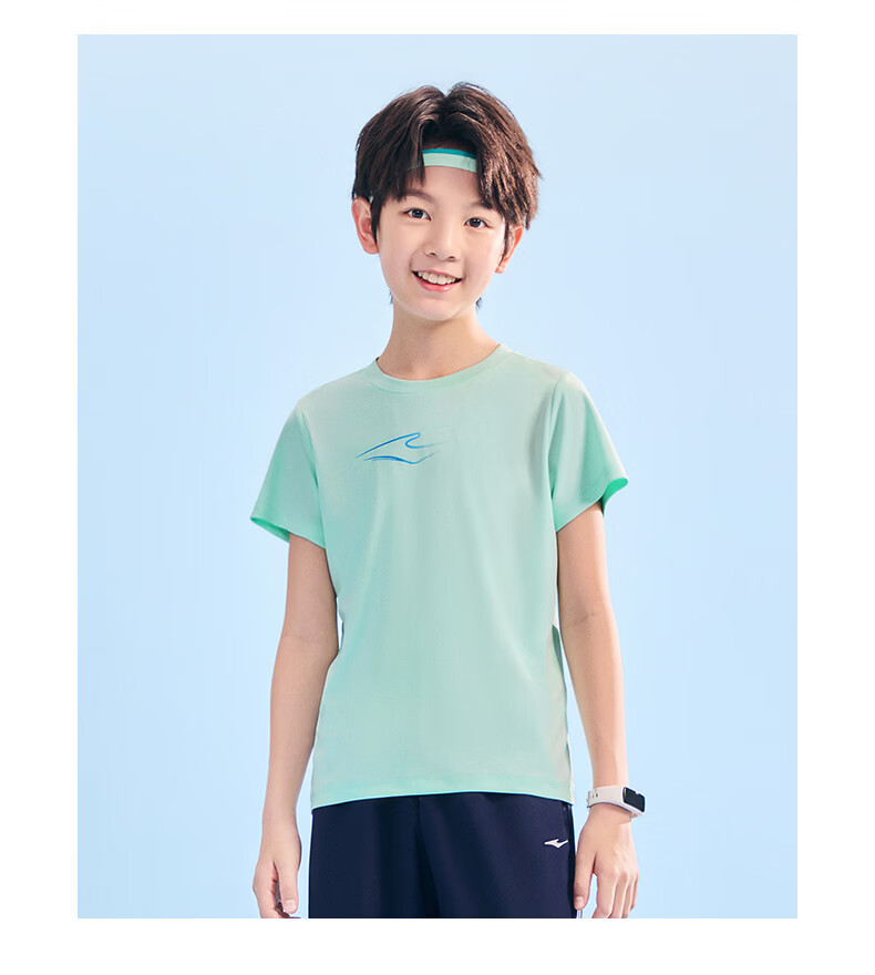 ERKE Kids Boys and Girls Quick-Dry Short Sleeve Children's Crew Neck Summer UV50+ Sun Protection T-Shirt White 110 34