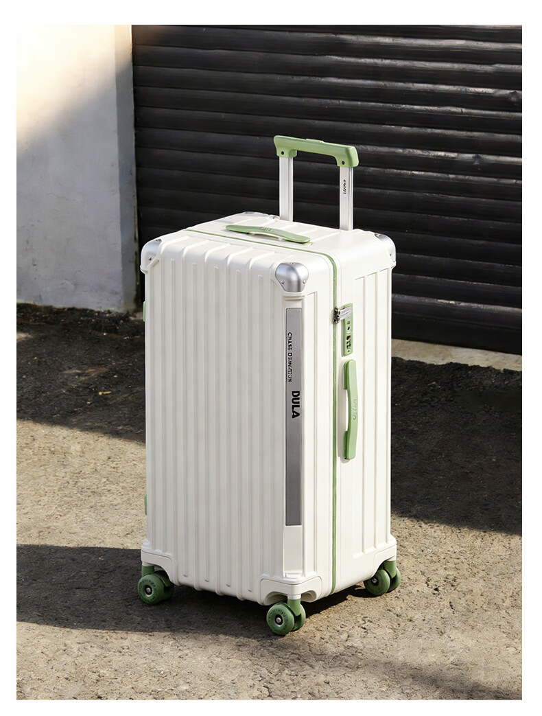 DULA Innovative Plastic Frame PC Luggage Large Capacity Cup Holder Trolley Case Travel Suitcase Password Lock 28 Inch Slate Brown 32