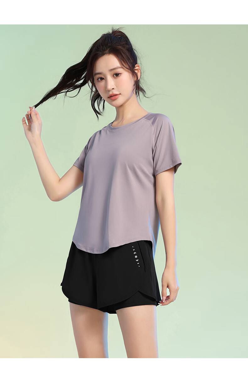 Baisirong Premium Summer Morning Running Sports Set for Women Short Sleeve Breathable Quick-Dry Badminton Slim Fitness Yoga Wear 12