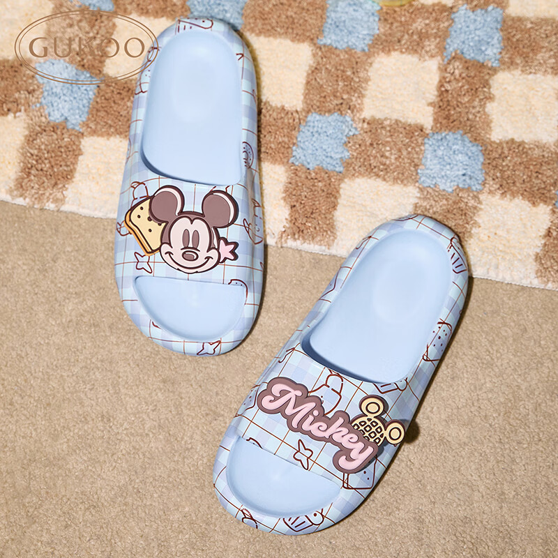 Gukoo Women's Summer Disney Collaboration Cute Home Slippers Soft Sole Light Blue Size 37-38