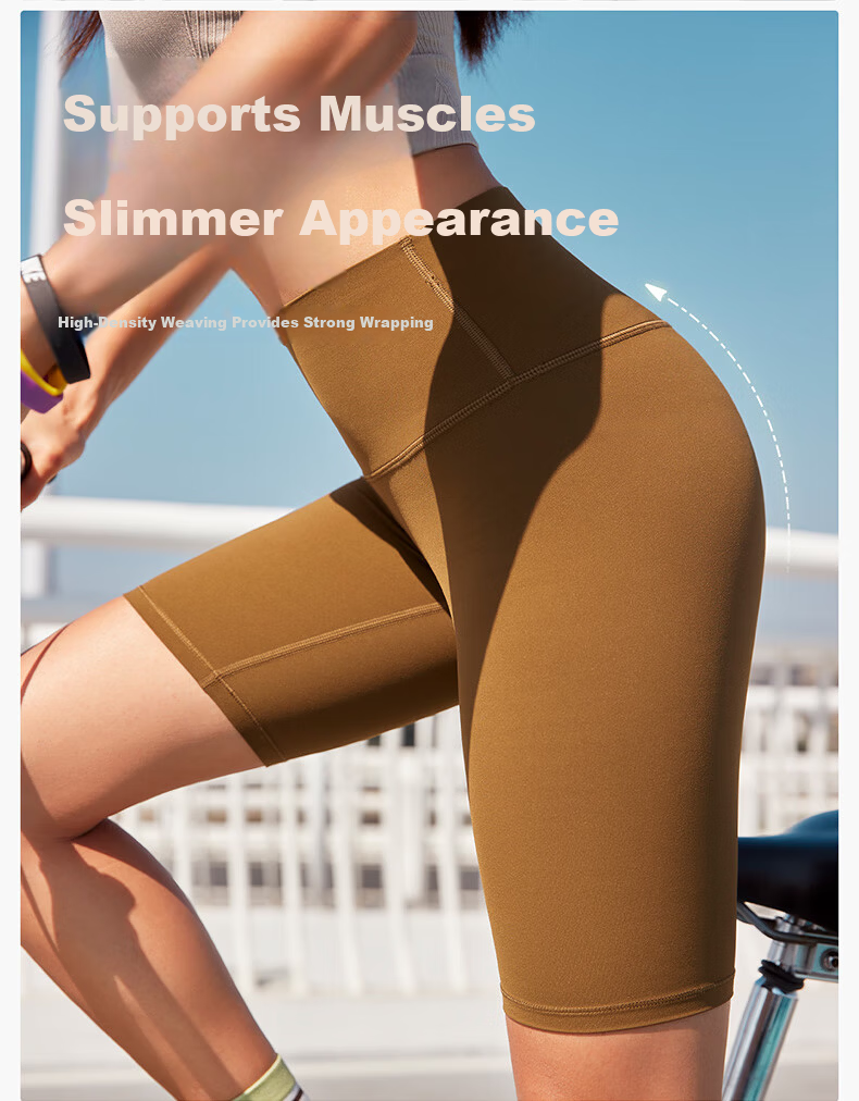 VFU Xiao Nuo Fitness Shorts Five-Point Cycling Pants Women High Waist Tight Sports Spring Summer Dark Tea Brown S 9