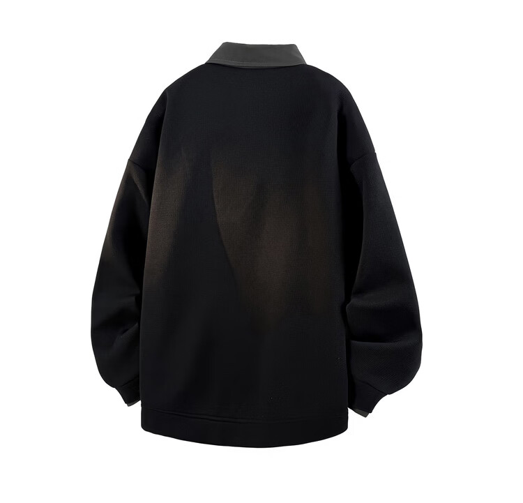 JEEP Men's Spring and Autumn Faux Two-Piece Polo Casual Long Sleeve T-Shirt Black 2XL 4