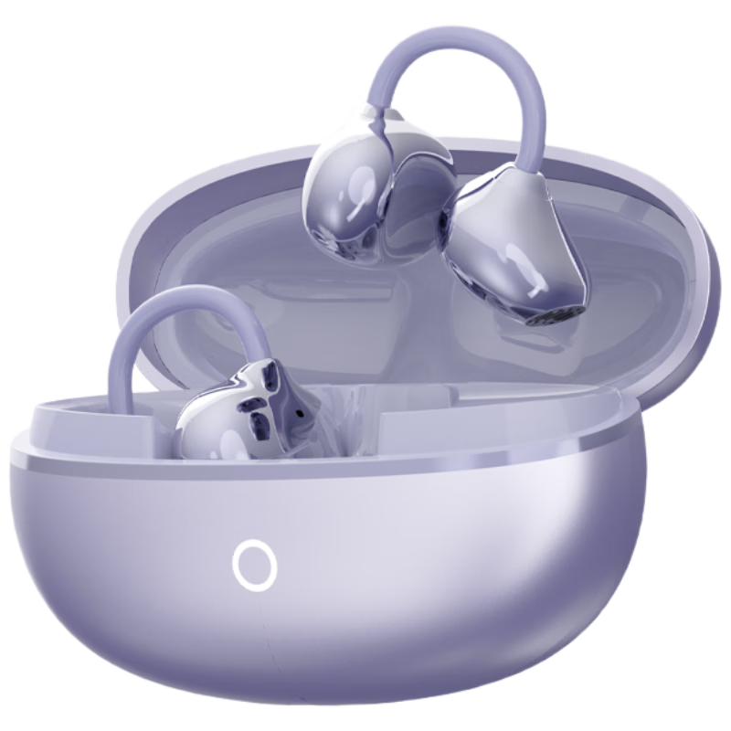Lenovo 2026 New Bluetooth Clip-On Open-Ear Wireless Bone Conduction Headphones Noise Cancelling Long Battery Life Sports Music XA390 Liuyu Purple