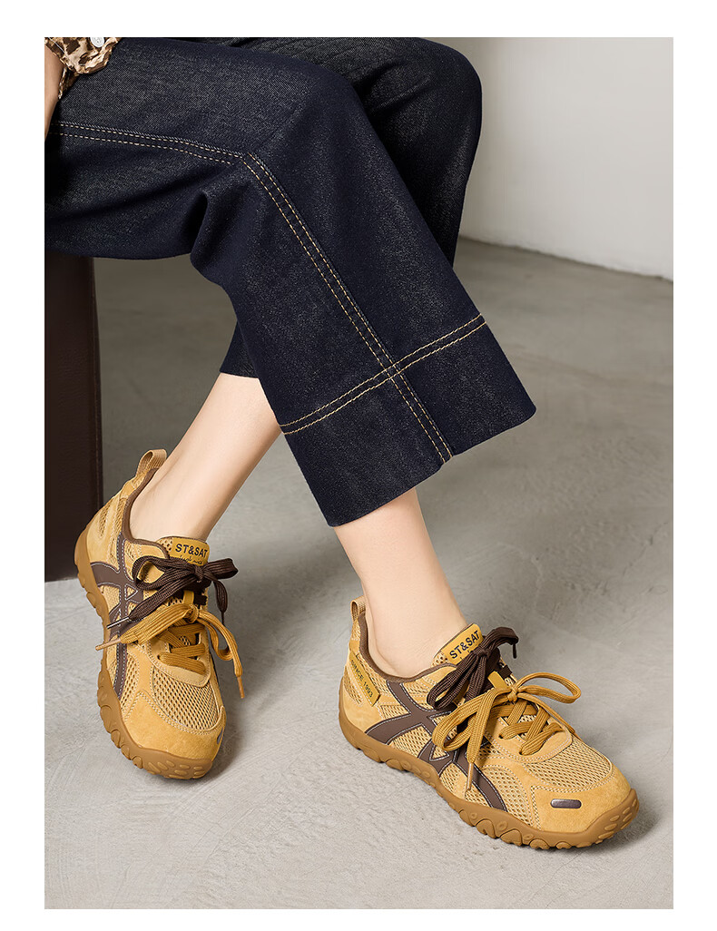 Saturday Blue Women's Training Shoes 2026 New Summer Internal Height Increase Lightweight Breathable Retro Ballet Agan Casual Sneakers 9