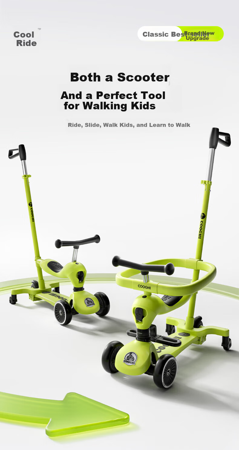 CoolQi 6-in-1 Scooter Baby Ride-on Car Children's Glider Stroller Magic 1-6 Years Universal Wheel CoolQi 8
