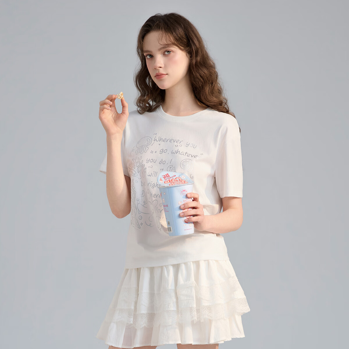 TonLion 2026 Summer New Women's Short Sleeve T-Shirt White Casual Youthful Top for Petite