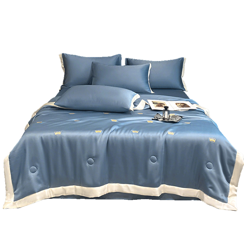 Hodo Washed Ice Silk Summer Cooling Quilt Air Conditioning Blanket Thin Summer Quilt Core 150x200cm Bentley Blue