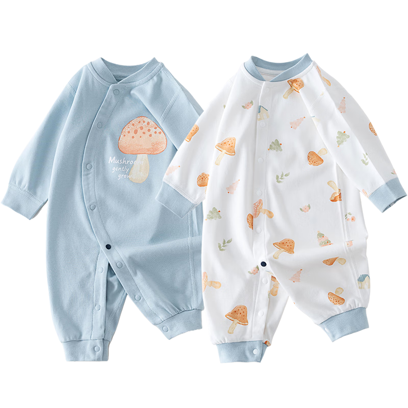 Shubeiyi 2-Pack Baby Clothes Full Moon Newborn Romper One-Year-Old Infant Jumpsuit Spring Autumn Pure Cotton Romper Size 80
