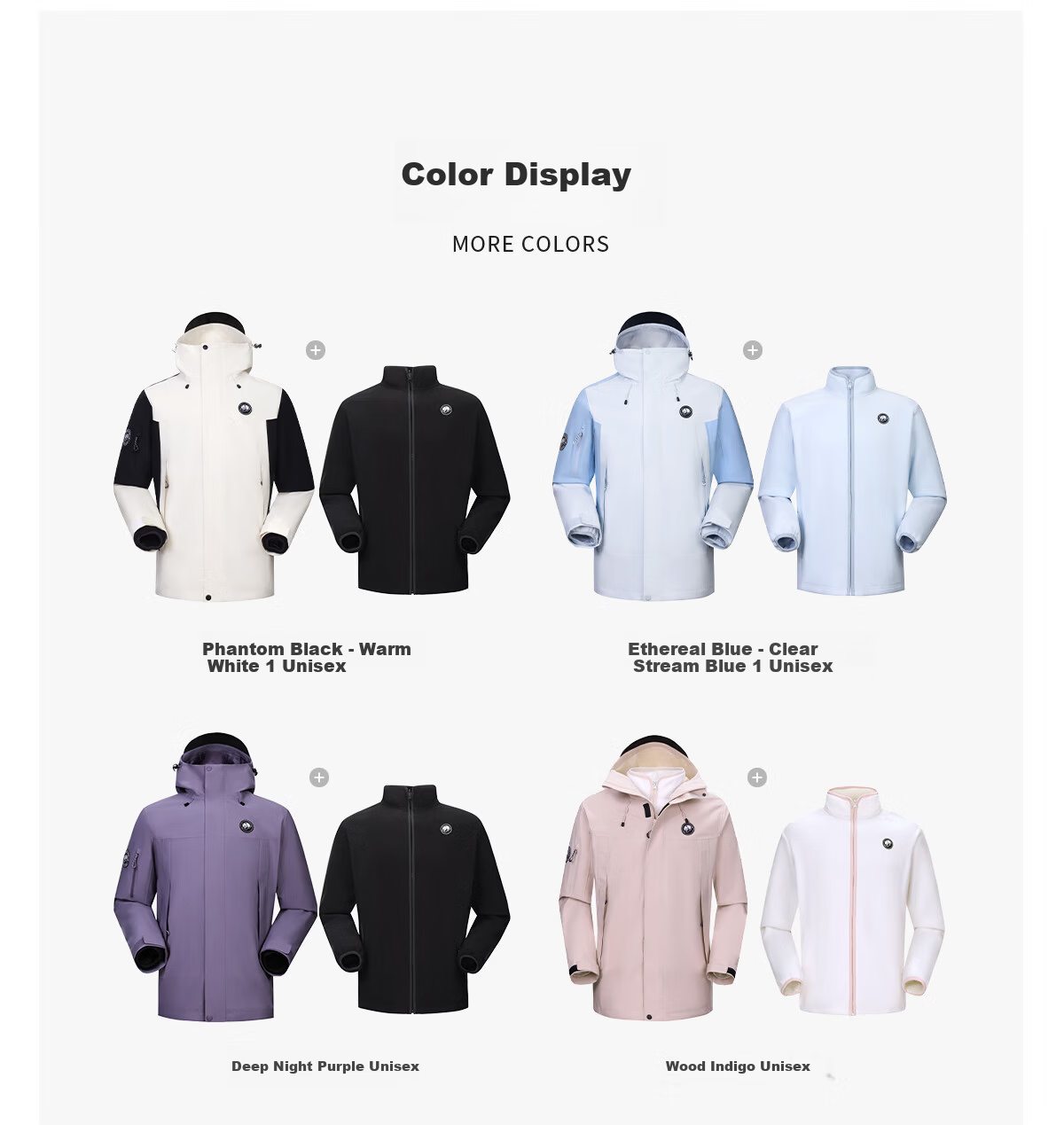 Panda Zhang Yuxi Style Play Wild 3-in-1 Waterproof Windproof Colorblock Mountaineering Jacket R611 Phantom Black, S 23