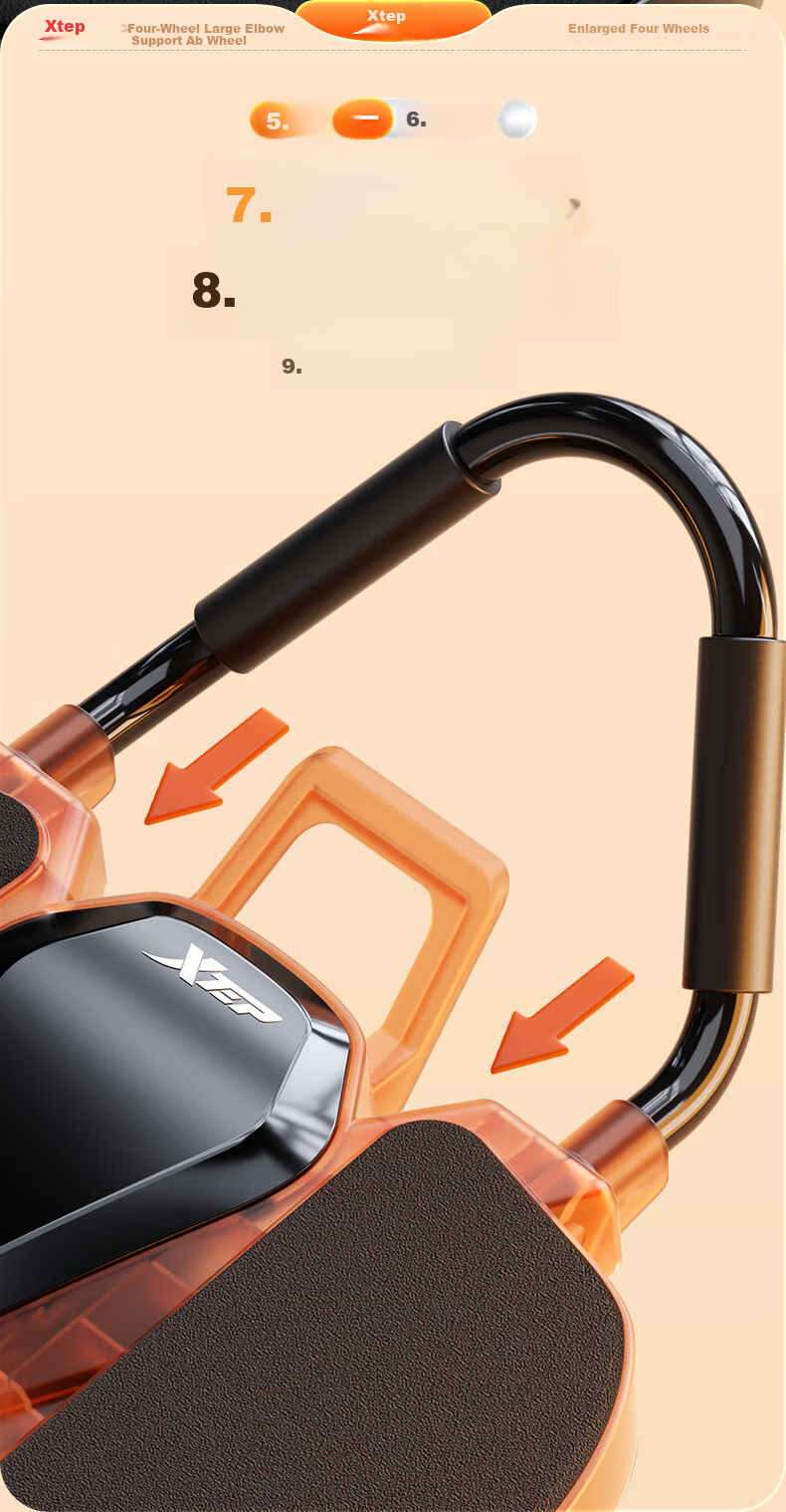 XTEP Ab Wheel Roller Four-Wheel Automatic Rebound Abdominal Muscle Trainer with Elbow Support and Assistance for Men and Women Fitness Equipment 22