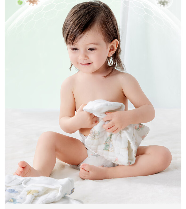 Betis Diaper Baby Gauze Integrated Fixing Belt Pants Pocket Baby Urine Guard Cloth Diaper Size L for 10-15 lbs 4-Pack 15