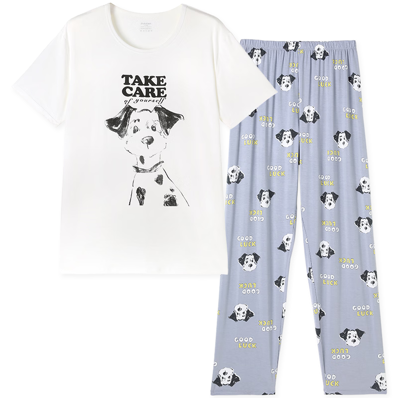 Jiusuiban Boys' Children's Sleepwear Spring Summer Class A Thin High Elasticity Homewear Set for Older Kids and Teens, Class A Short Sleeve and Long Pants