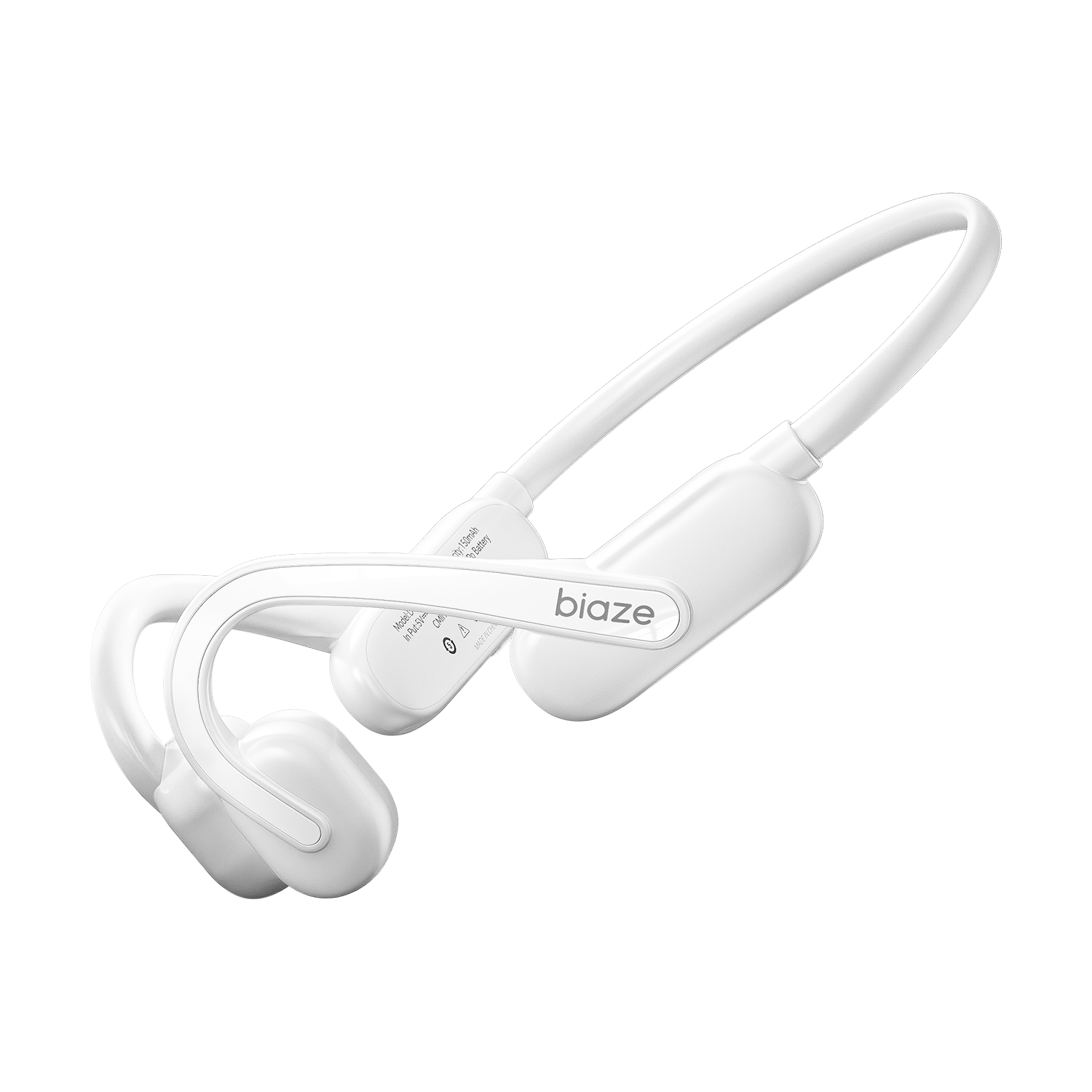 BIAZE Bone Conduction Headphones, Bluetooth Headphones, Open-Style Wireless, for Sports, Fitness, Cycling, Running, Ultra-Long Standby Battery Life, White