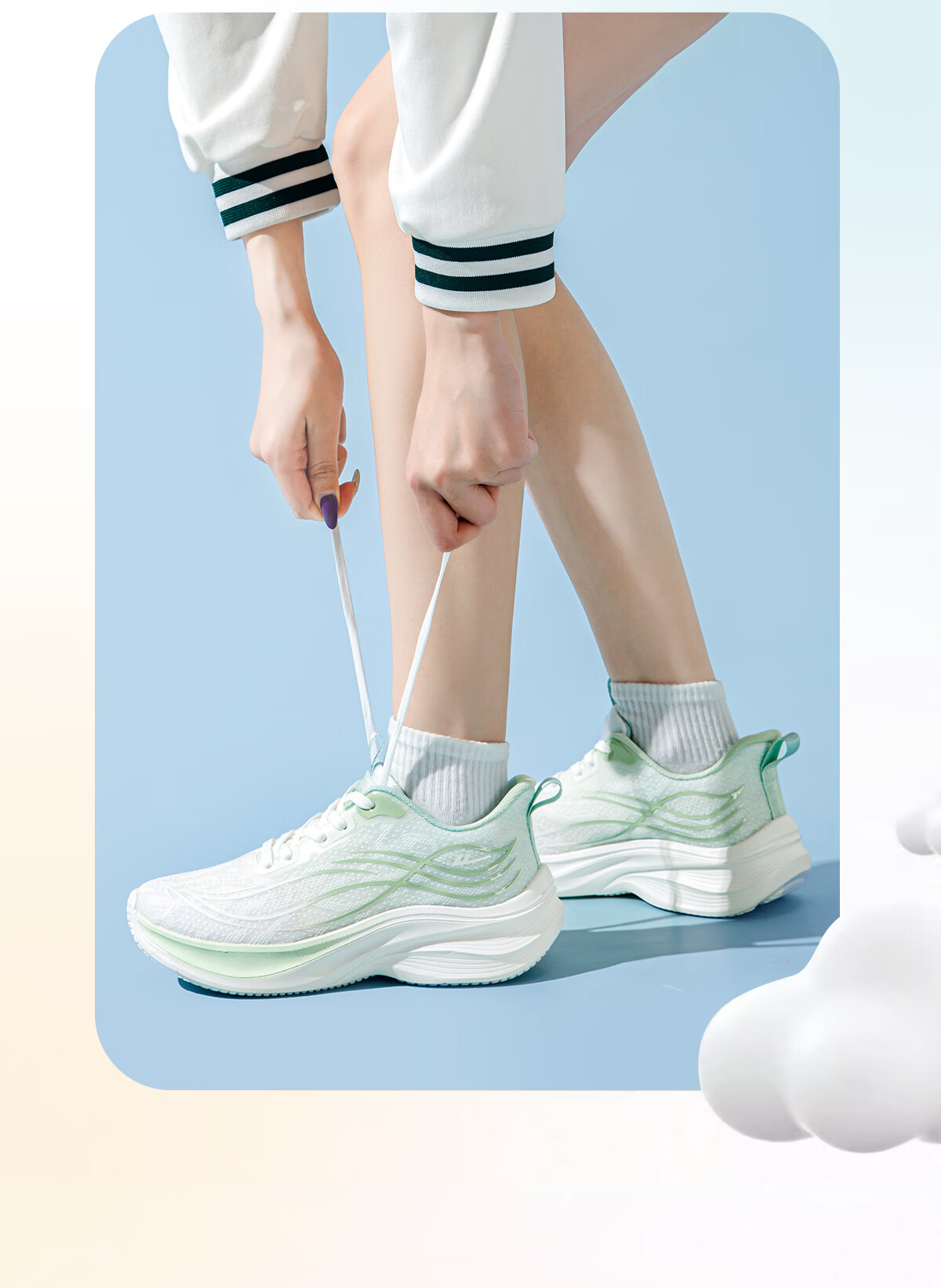 Warrior Women's Sports Shoes New Spring Summer Ultra-Light Soft Sole Shock Absorption Running Shoes Breathable Mesh Casual Shoes White Green Size 40 3