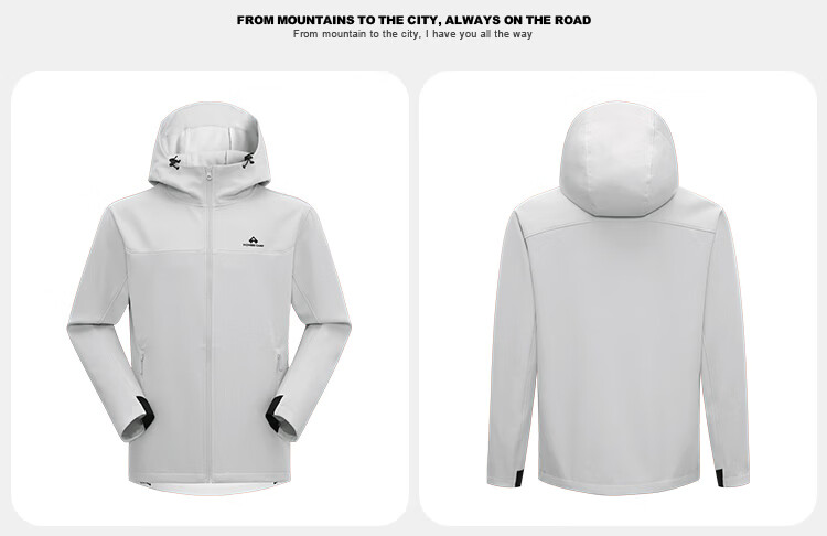 Toread Outdoor Casual Softshell Jacket Autumn Men's Hooded Fleece-Lined Durable Windproof Hiking Mountaineering Zip-Up Jacket 22