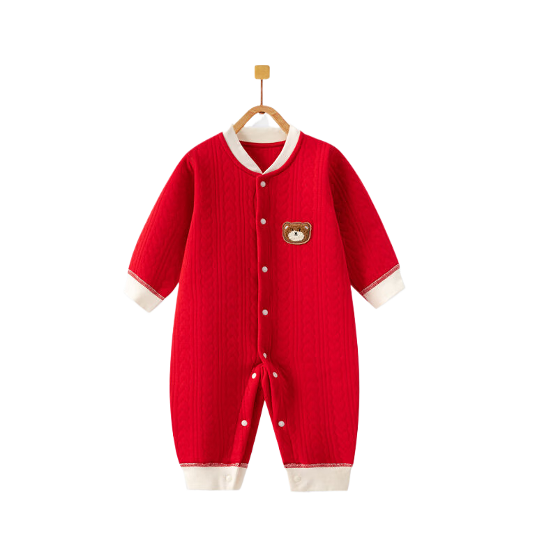 Banjvall Baby Clothes Spring And Autumn Newborn Onesie Romper Festive Outfit, Thickened Pancake Bear, 59cm