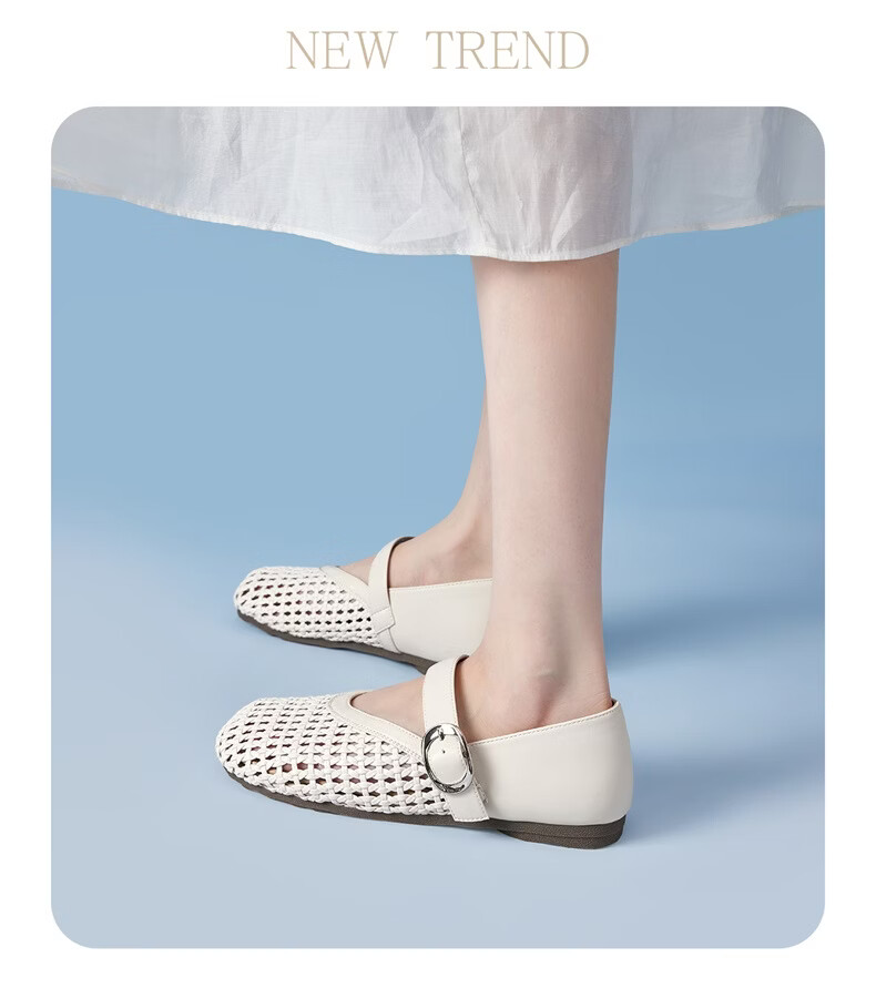 Eierkang Women's Spring Summer Hollow Woven Breathable Mary Jane Flat Shoes 29421W Silver Size 35 6