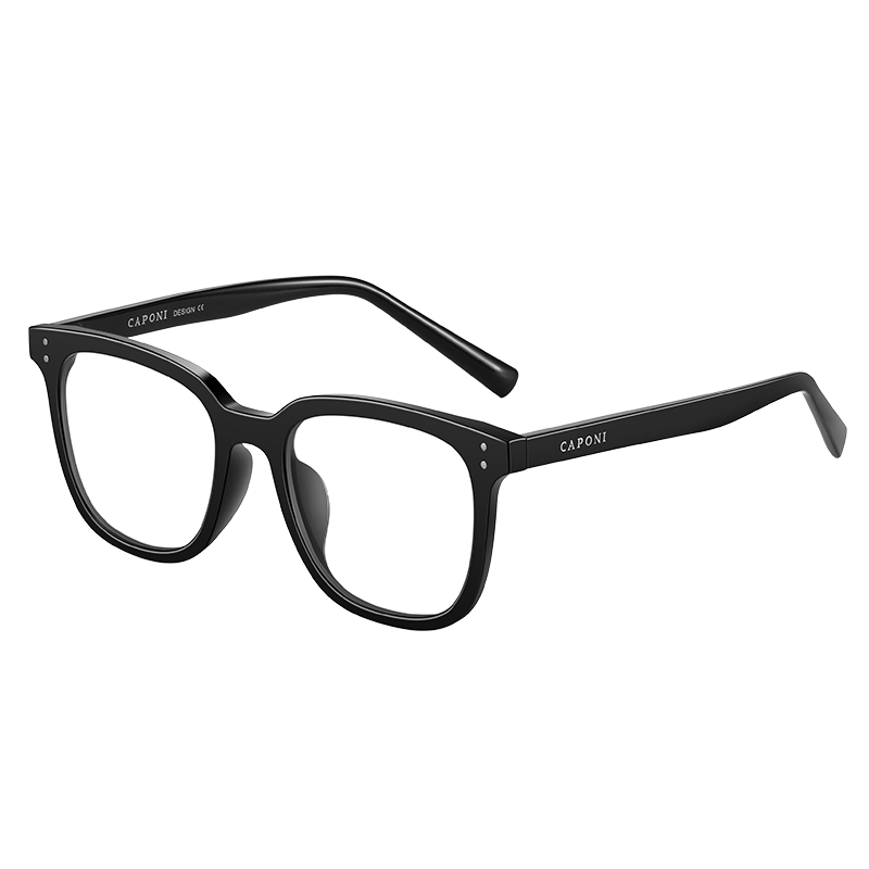 CAPONI Smart Color-Changing Blue Light Blocking Anti-Radiation Glasses Unisex GM Black Frame Anti-Blue Light Non-Prescription Large Face Trendy Eyewear